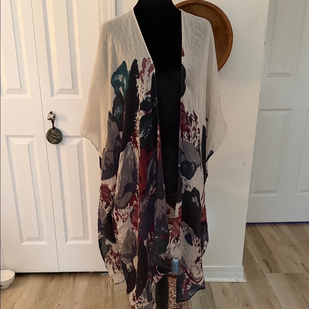 Sonoma Cream Kimono with Multicolor Abstract Print